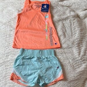 Champion Youth Coral Tank and Aqua Shorts Set